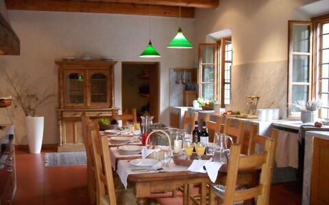 Villa Antonella: Furniture, Interior Design, Wood, Table, Flooring, Chair, Kitchen & Dining Room Table, Lighting, Dining Room, Room