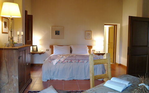 Villa Antonella: Furniture, Interior Design, Flooring, Wood, Floor, Bed, Bedroom, Room, Lighting, Table