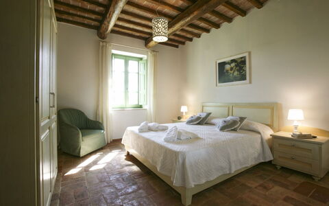 Villa Eline: Bed, Bedroom, Furniture, Flooring, Bed Sheet, Bedding, Interior Design, Floor, Home, Bed Frame