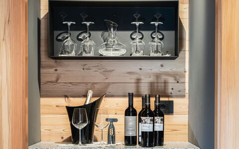 Baita Granda: Wood, Stemware, Shelving, Shelf, Furniture, Bottle, Glass, Wine