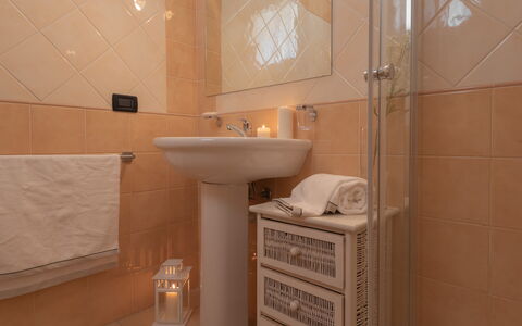 Le Fontane Apartments In Villasimius: Wall, Flooring, Interior Design, Plumbing Fixture, Bathroom Sink, Floor, Bathroom, Sink, Tap, Plumbing