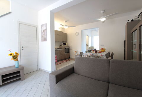 Villetta Elena, Ac, Wifi, Lido Degli Scacchi: Furniture, Interior Design, Flooring, Floor, Couch, Wood, Room, Ceiling, Living Room, Apartment