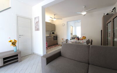 Villetta Elena, Ac, Wifi, Lido Degli Scacchi: Furniture, Interior Design, Flooring, Floor, Couch, Wood, Room, Ceiling, Living Room, Apartment