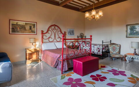 Ely Apartment In Villa, Wifi, Terricciola, Pisa: Wall, Furniture, Bedroom, Interior Design, Bed, Floor, Bedding, Linens, Bed Sheet, Bed Frame