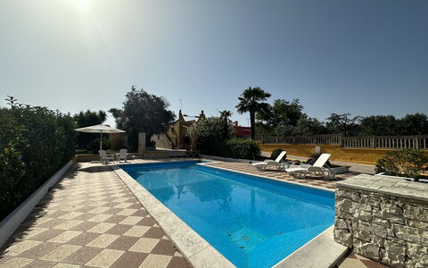 Villa Azzurra: Swimming Pool, Blue, Water, Resort, Composite Material, Water Feature, Flagstone, Shade, Eco Hotel, Tile