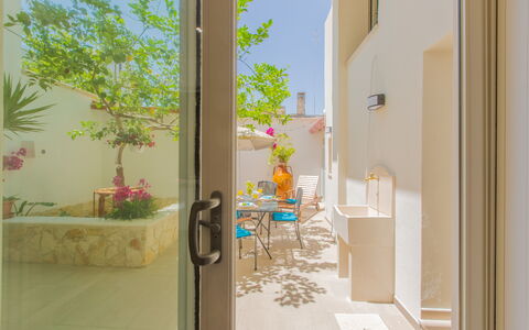 Casa Nonna Netta: Interior Design, Floor, Flowerpot, Houseplant, Chair, Home Door, Outdoor Furniture, Floral Design