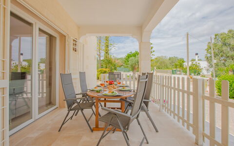 Villa Vera: Flooring, Floor, Interior Design, Porch, Furniture, Home, Chair, Outdoor Furniture, Ceiling, Balcony