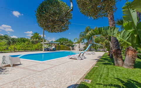 Trullo Poggio Con Piscina: Blue, Tree, Swimming Pool, Resort, Shade, Eco Hotel, Landscaping, Leisure, Tropics