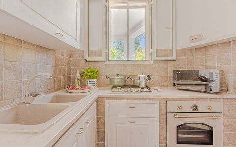 Trullo Poggio Con Piscina: Kitchen, Countertop, Kitchen Appliance, Cabinetry, Sink, Major Appliance, Interior Design, Kitchen Sink, Tap, Plumbing Fixture