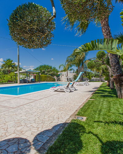 Trullo Poggio Con Piscina: Blue, Tree, Shade, Resort, Swimming Pool, Landscaping, Eco Hotel, Estate, Hacienda