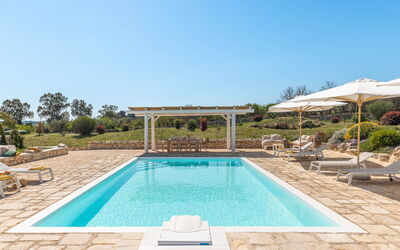 Masseria Le Monache: Swimming Pool, Composite Material, Outdoor Furniture, Resort, Chair, Shade, Landscaping, Garden, Eco Hotel, Flagstone
