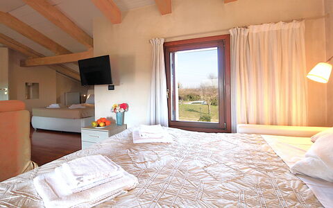 Silea Apartments, Pool, Garden, Treviso: Furniture, Bed, Interior Design, Bedroom, Wood, Bed Sheet, Bedding, Home, Floor, Room
