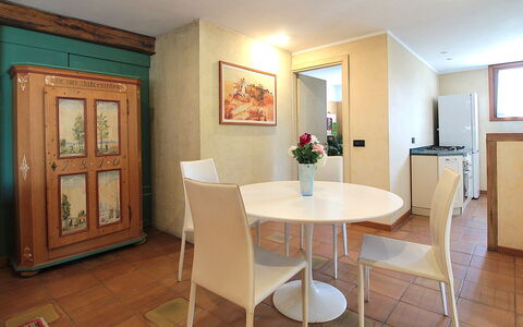 Silea Apartments, Pool, Garden, Treviso: Furniture, Interior Design, Flooring, Floor, Wood, Table, Dining Room, Room, Ceiling, Kitchen & Dining Room Table