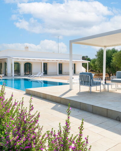 Villa Prestige: Swimming Pool, Shade, Outdoor Furniture, Composite Material, Outdoor Structure, Garden, Estate, Chair, Resort, Landscaping