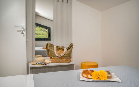 Attico Sea View: Interior Design, Wall, Bedroom, Wood, Floor, Bed, Flooring, Ceiling, Textile, Linens