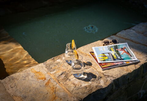 Town House Garden: Flagstone, Swimming Pool, Water Feature