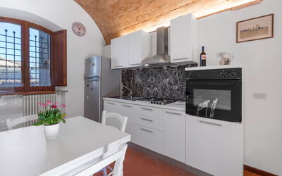 Mandorlo Apartment with Pool, Casole D'Elsa: Kitchen, Kitchen Appliance, Major Appliance, Interior Design, Countertop, Home Appliance, Flooring, Kitchen Stove, Furniture, Cabinetry