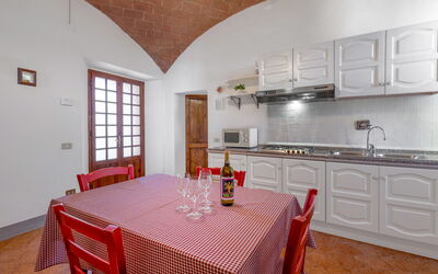 Rustico Apartment with Pool, Casole D'Elsa: Interior Design, Furniture, Flooring, Ceiling, Kitchen, Floor, Kitchen Appliance, Room, Cabinetry, Countertop
