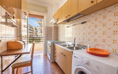 Vico Apartment Balcony, Gallipoli: Apartment, Flooring, Interior Design, Floor, Home, Condominium, Wood Stain, Balcony, Major Appliance, Design