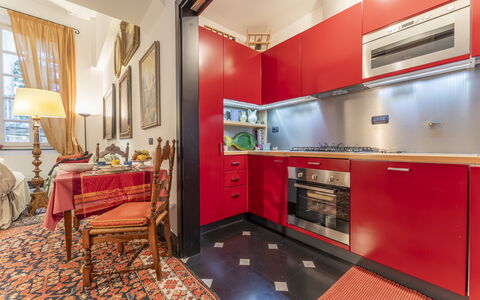 Portello Square Lux Apartment Genova: Flooring, Interior Design, Floor, Room, Kitchen Appliance, Ceiling, Major Appliance, Kitchen, Apartment, Cabinetry