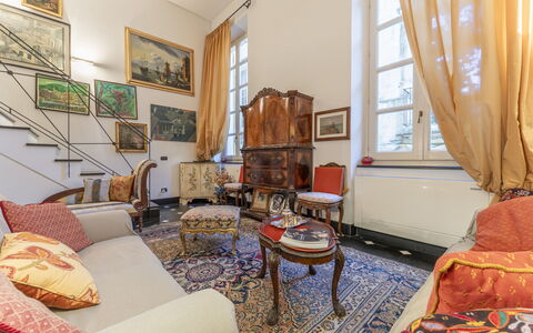 Portello Square Lux Apartment Genova: Furniture, Wall, Interior Design, Flooring, Lighting, Floor, Home, Living Room, Apartment, Room
