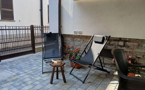 Irene: Furniture, Floor, Flooring, Outdoor Furniture, Composite Material, Chair, Flagstone, Iron, Tile, Concrete