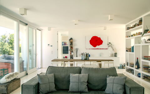Villa Rosa Del Mare: Furniture, Interior Design, Flooring, Couch, Floor, Wall, Room, Living Room, Ceiling, Table