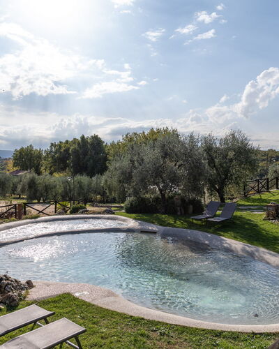 Villa L'elsa Beautiful Country Home With View: Swimming Pool, Water Feature, Garden, Reflection, Landscaping, Pond, Outdoor Furniture, Resort, Backyard, Hacienda