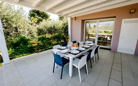 Villa Virginia: Furniture, Chair, Table, Outdoor Furniture, Outdoor Table, Kitchen & Dining Room Table, Garden, Shade, Landscaping, Patio