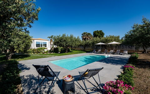 Villa Virginia: Blue, Swimming Pool, Outdoor Furniture, Garden, Resort, Estate, Shade, Landscaping, Eco Hotel, Villa