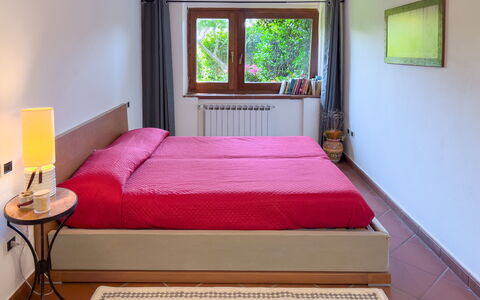 Casa Delle Chicche - Imperia: Furniture, Bed, Interior Design, Bedroom, Bed Sheet, Room, Flooring, Bedding, Floor, Wood