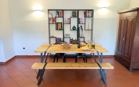 Casa Delle Chicche - Imperia: Furniture, Flooring, Wood, Table, Interior Design, Floor, Kitchen & Dining Room Table, Room, Dining Room, Chair