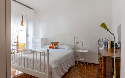 Casa Ballerini: Bed, Furniture, Bedding, Bedroom, Interior Design, Flooring, Bed Sheet, Floor, Wall, Wood