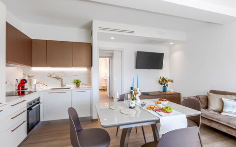 Perla Costa Conero: Furniture, Interior Design, Flooring, Wood, Floor, Room, Table, Ceiling, Kitchen, Home