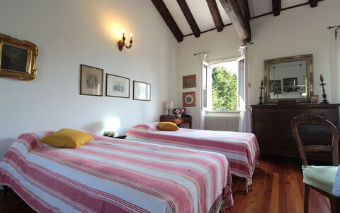 Casa Ballo delle Streghe, Garden, Montebelluna: Furniture, Wall, Interior Design, Bedroom, Bed, Ceiling, Bed Sheet, Picture Frame, Bedding, Flooring