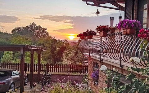 Le Rondini: Balcony, Outdoor Structure, Evening, Fence, Dusk, Houseplant