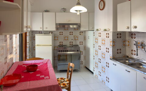 Casa Francy - Arma Di Taggia: Kitchen, Major Appliance, Kitchen Appliance, Interior Design, Flooring, Wood, Countertop, Floor, Furniture, Cabinetry