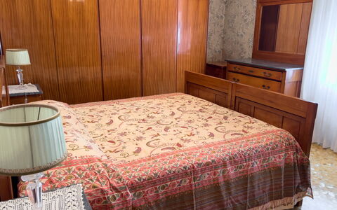 Casa Francy - Arma Di Taggia: Furniture, Flooring, Wood, Floor, Bedroom, Interior Design, Bed, Cabinetry, Bed Sheet, Lighting