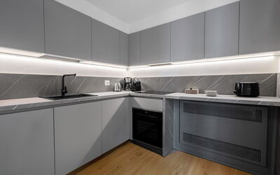 Deservi Elegant Apt. Giotto: Kitchen, Major Appliance, Kitchen Appliance, Kitchen Stove, Countertop, Home Appliance, Cabinetry