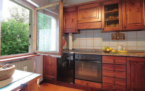 Chalet Giove: Kitchen, Wood, Cabinetry, Countertop, Flooring, Interior Design, Cupboard, Kitchen Appliance, Wood Stain, Floor