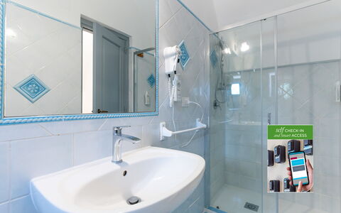 Masseria Lamagrotte: Bathroom, Plumbing Fixture, Interior Design, Flooring, Bathroom Sink, Floor, Sink, Tap, Plumbing, Tile