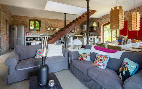 Villa Poggio Zucchino, Pool, Wellness, Piacenza: Furniture, Interior Design, Couch, Wood, Flooring, Living Room, Table, Chair, Floor, Ceiling