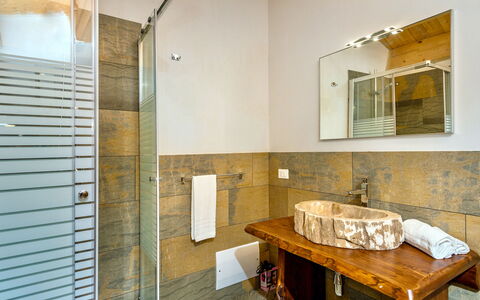 Villa La Musa: Flooring, Interior Design, Floor, Wall, Plumbing Fixture, Wood, Ceiling, Bathroom, Bathroom Sink, Lighting