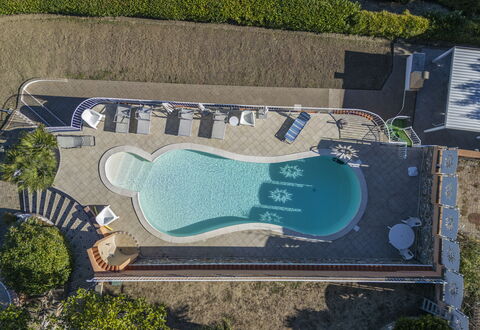 Villa Caroline, Private Pool and Seaview: Blue, Swimming Pool, Resort, Outdoor Furniture, Leisure, Composite Material, Water Feature, Shade, Eco Hotel, Landscaping