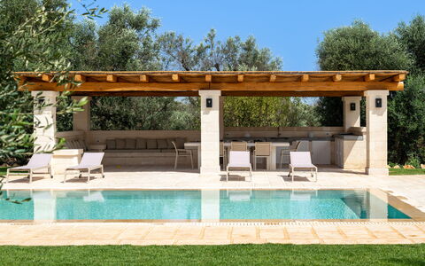 Trulli di Luccio: Wood, Swimming Pool, Furniture, Outdoor Furniture, Composite Material, Shade, Resort, Outdoor Structure, Garden, Chair