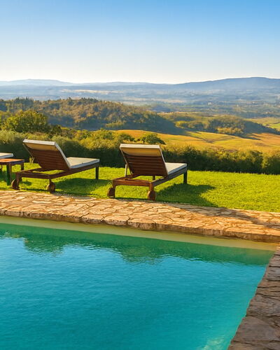 La Novellina – Historic Villa with Pool on an Orga: Swimming Pool, Summer, Resort, Sunlounger, Outdoor Furniture, Eco Hotel, Landscaping, Shade, Garden, Hacienda