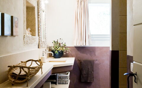 Asolina Villa: Bathroom, Interior Design, Wall, Flooring, Plumbing Fixture, Floor, Bathroom Sink, Home, Sink, Lighting