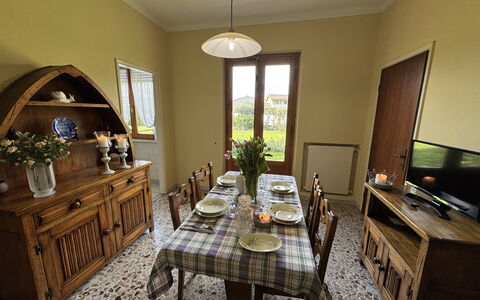 Villa Lory: Furniture, Wood, Interior Design, Flooring, Table, Floor, Room, Chair, Kitchen & Dining Room Table, Dining Room