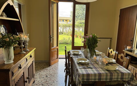Villa Lory: Furniture, Wood, Interior Design, Table, Flooring, Chair, Dining Room, Kitchen & Dining Room Table, Lighting, Floor