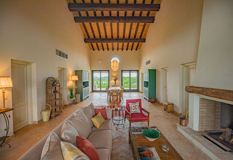 Villa Lodolaio: Furniture, Home, Estate, Ceiling, Chair, Villa, Living Room, Farmhouse, Design, Houseplant